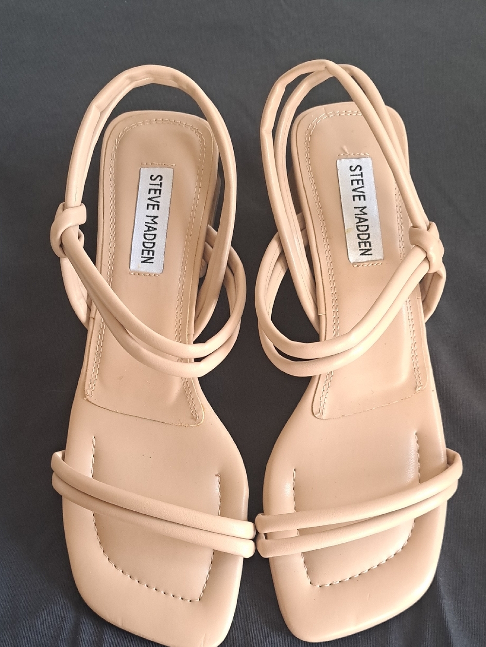 Steve Madden Beige Strappy Square-Toe Sandals